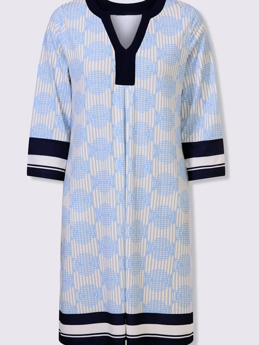 Robe en jersey avec col V et manches trois quarts