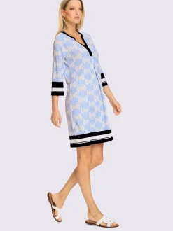Robe en jersey avec col V et manches trois quarts