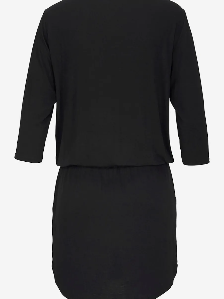 Robe en jersey avec col zippé et manches 3/4 à ceinture élastique