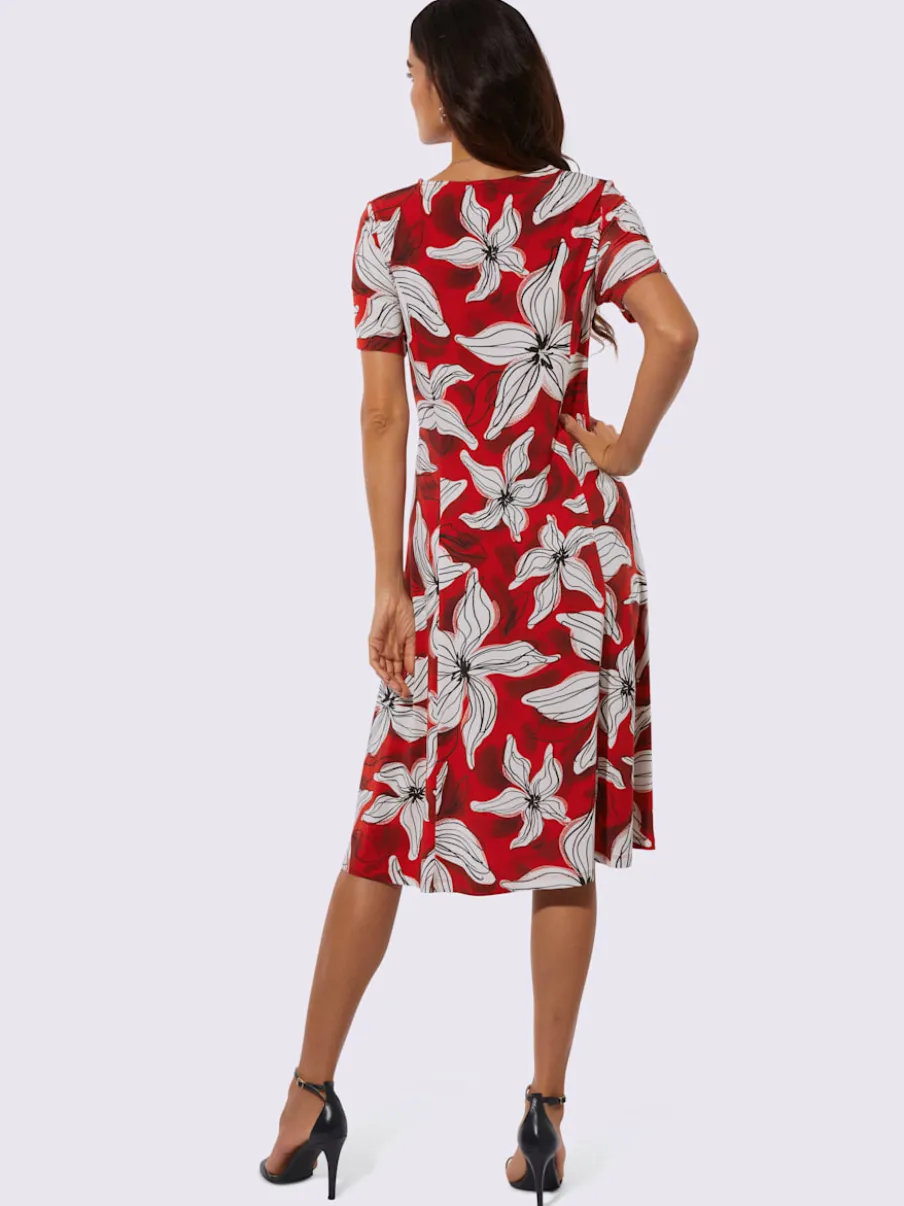 Robe en jersey avec encolure ronde et manches courtes à motifs floraux