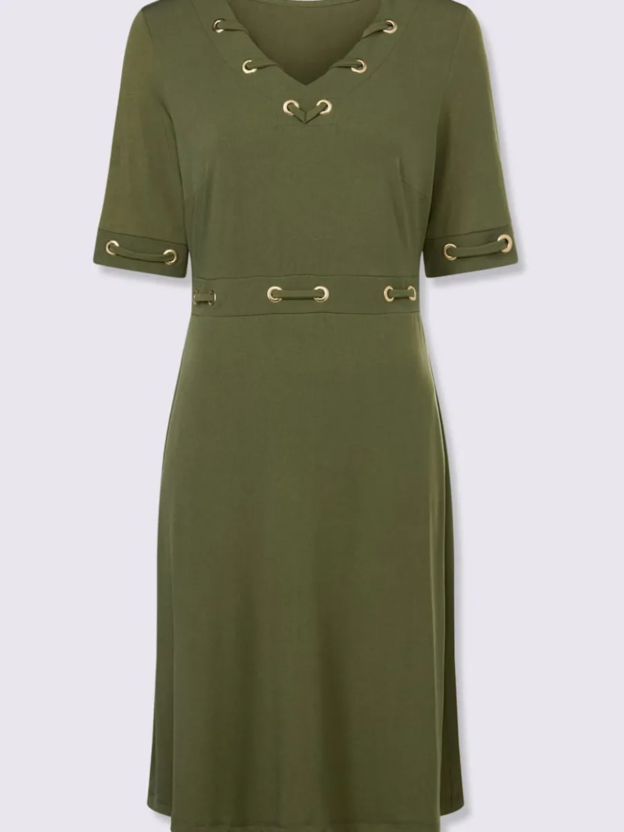 Robe en jersey avec œillets et détails à la taille