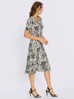 Robe en jersey avec imprimé léopard et coutures princesses