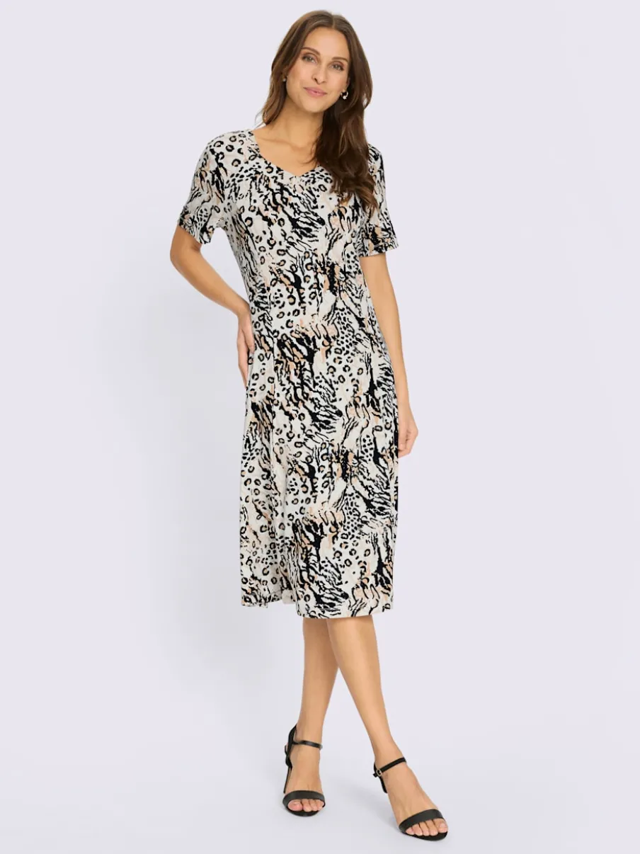 Robe en jersey avec imprimé léopard et coutures princesses