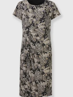 Robe en jersey cache-cœur à manches courtes avec motifs fleuris