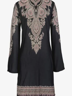 Robe en jersey caftan à manches évasées et laçage