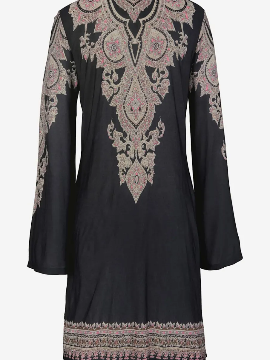 Robe en jersey caftan à manches évasées et laçage