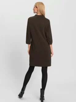 Robe en jersey à col montant et manches trois quart