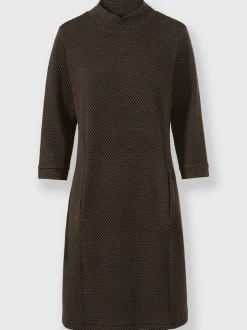 Robe en jersey à col montant et manches trois quart
