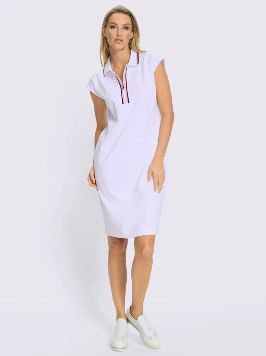 Robe en jersey à col polo et mancherons avec poches