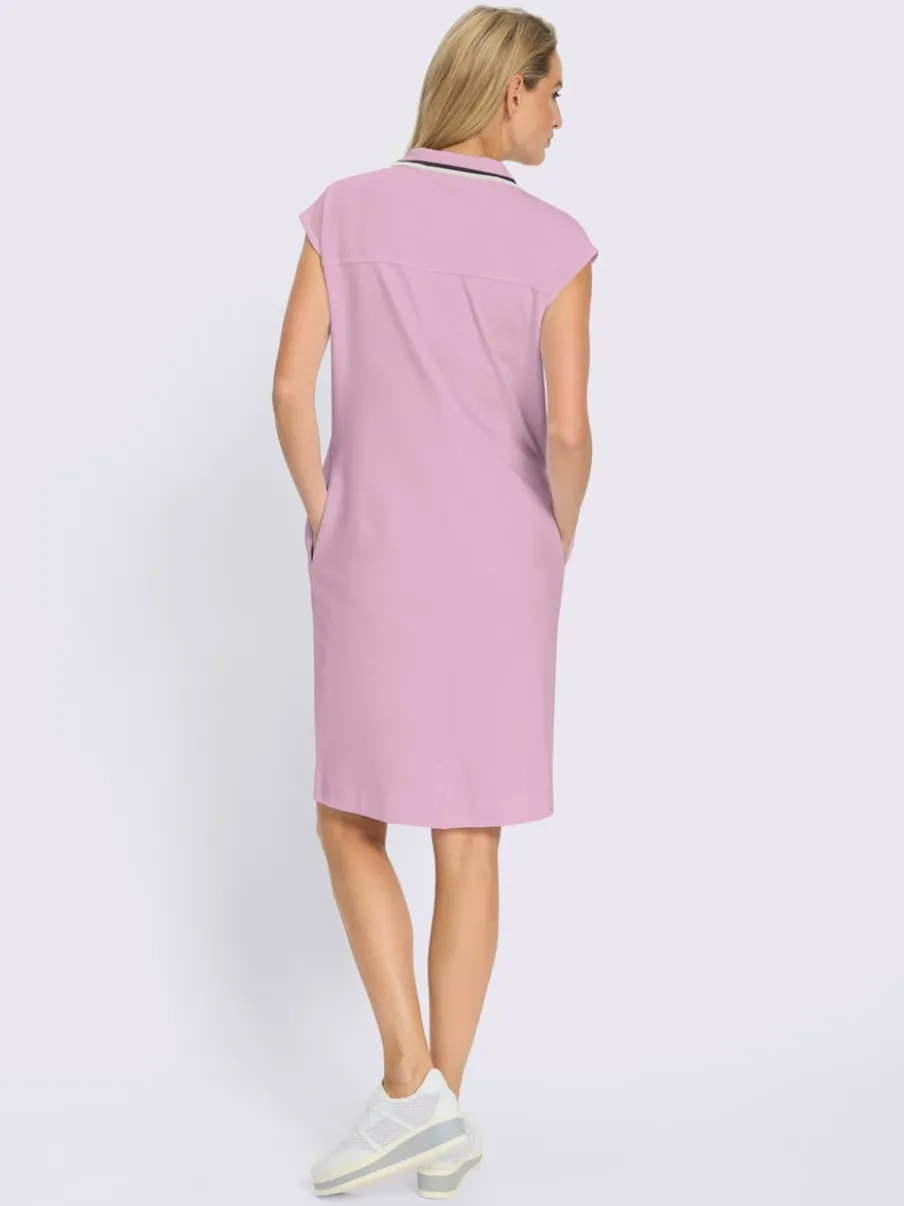 Robe en jersey à col polo et mancherons avec poches