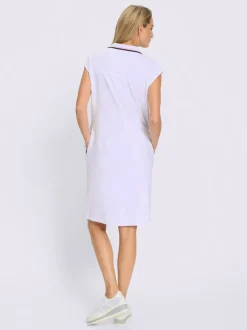 Robe en jersey à col polo et mancherons avec poches