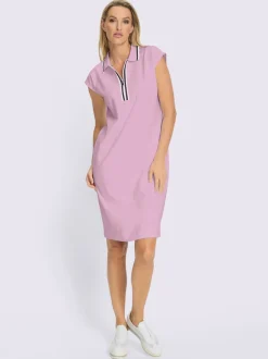 Robe en jersey à col polo et mancherons avec poches