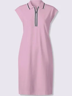 Robe en jersey à col polo et mancherons avec poches