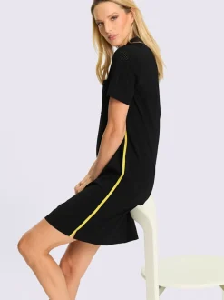 Robe en jersey col polo et rayures latérales contrastées