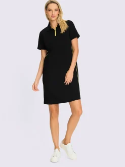 Robe en jersey col polo et rayures latérales contrastées