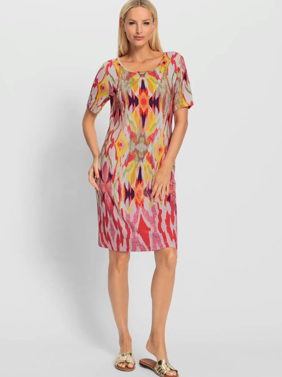 Robe en jersey à col rond et manches courtes