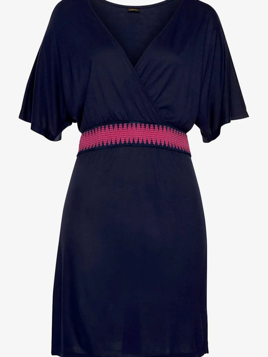 Robe en jersey col V avec ceinture élastique contrastée