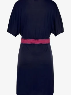 Robe en jersey col V avec ceinture élastique contrastée