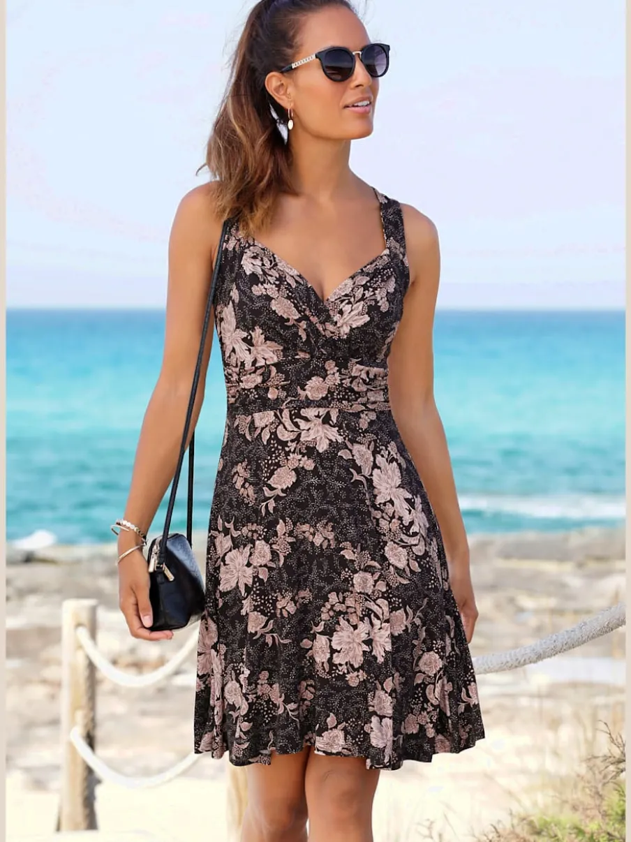 Robe en jersey col v cache-cœur à motifs floraux