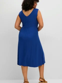 Robe en jersey col v devant et au dos