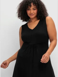 Robe en jersey col v devant et au dos