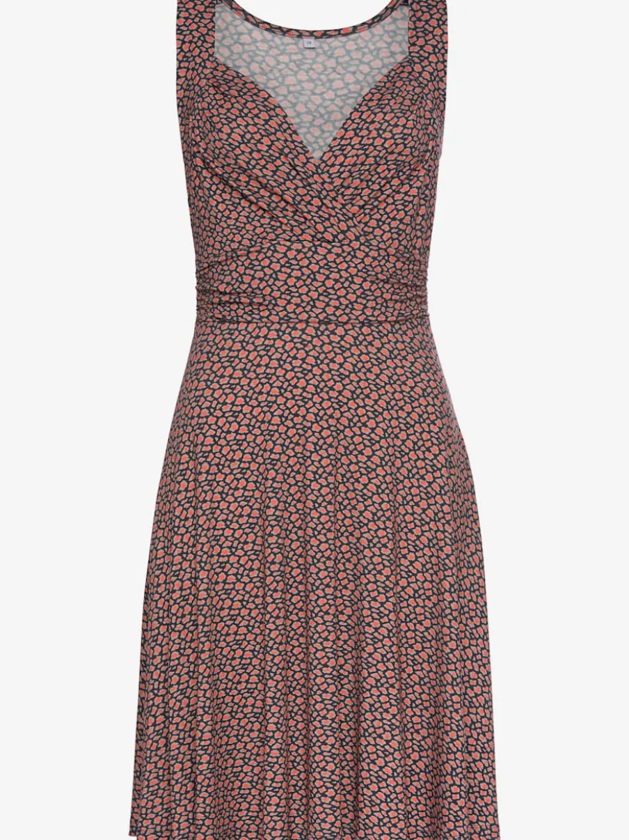 Robe en jersey col V à larges bretelles et imprimé fleuri