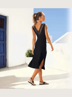 Robe en jersey à empiècements en dentelle florale