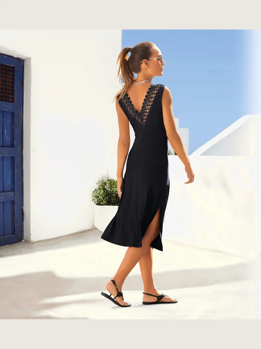 Robe en jersey à empiècements en dentelle florale