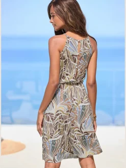 Robe en jersey à encolure américaine avec imprimé graphique