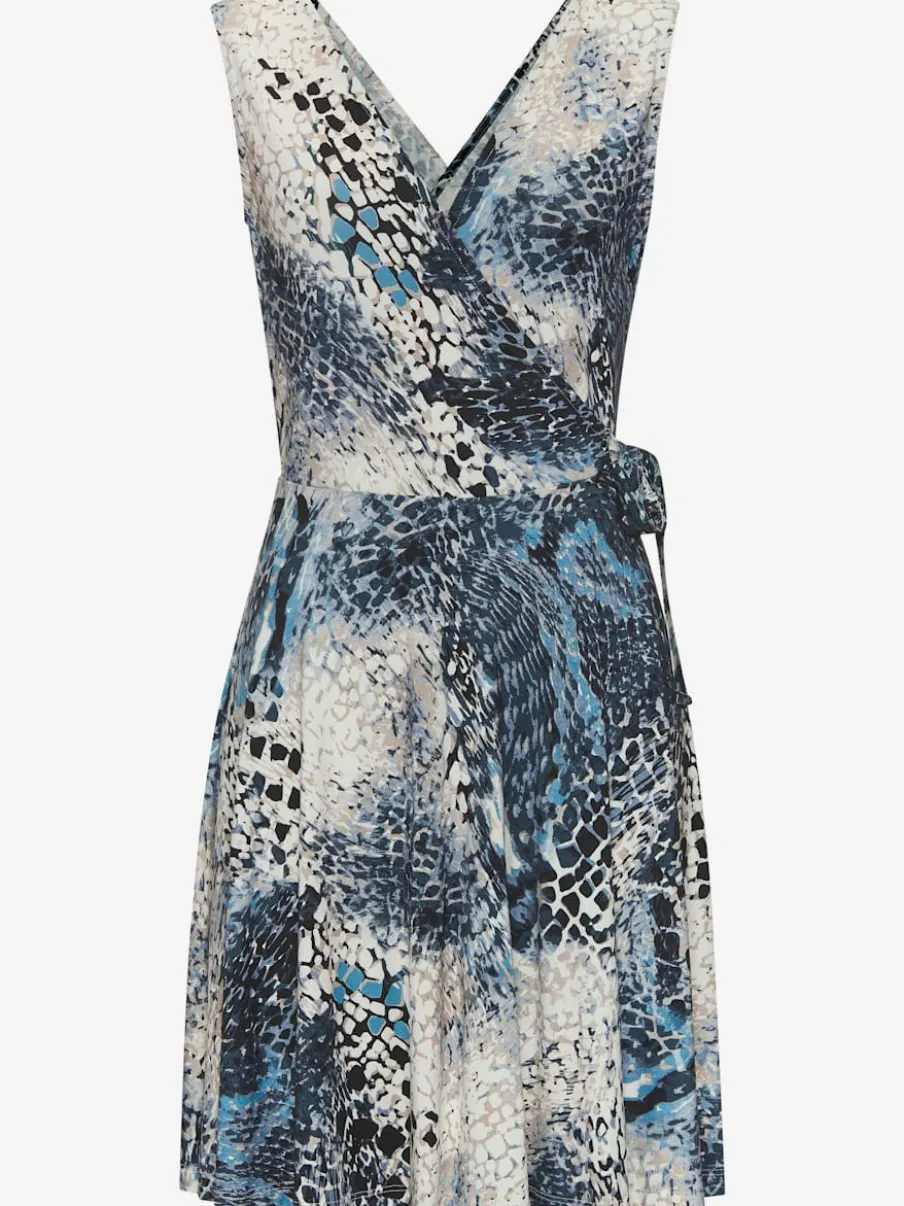 Robe en jersey à encolure en V avec effet cache-cœur et nœud