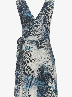 Robe en jersey à encolure en V avec effet cache-cœur et nœud