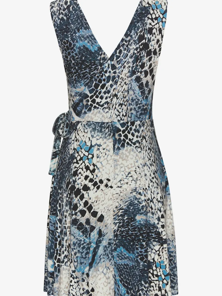 Robe en jersey à encolure en V avec effet cache-cœur et nœud