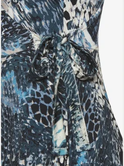 Robe en jersey à encolure en V avec effet cache-cœur et nœud