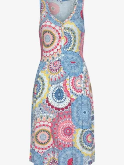 Robe en jersey à encolure en V avec motifs géométriques