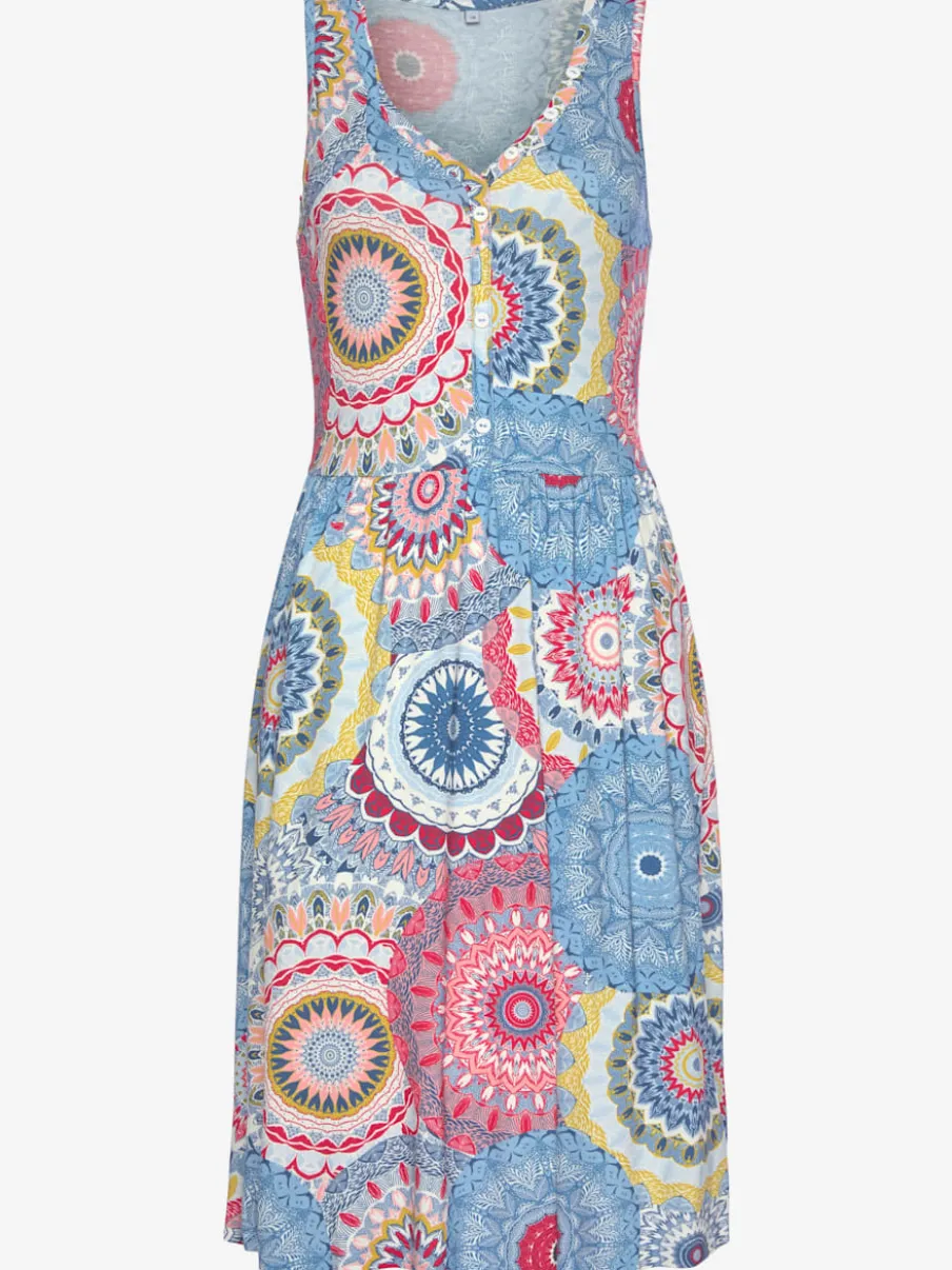 Robe en jersey à encolure en V avec motifs géométriques