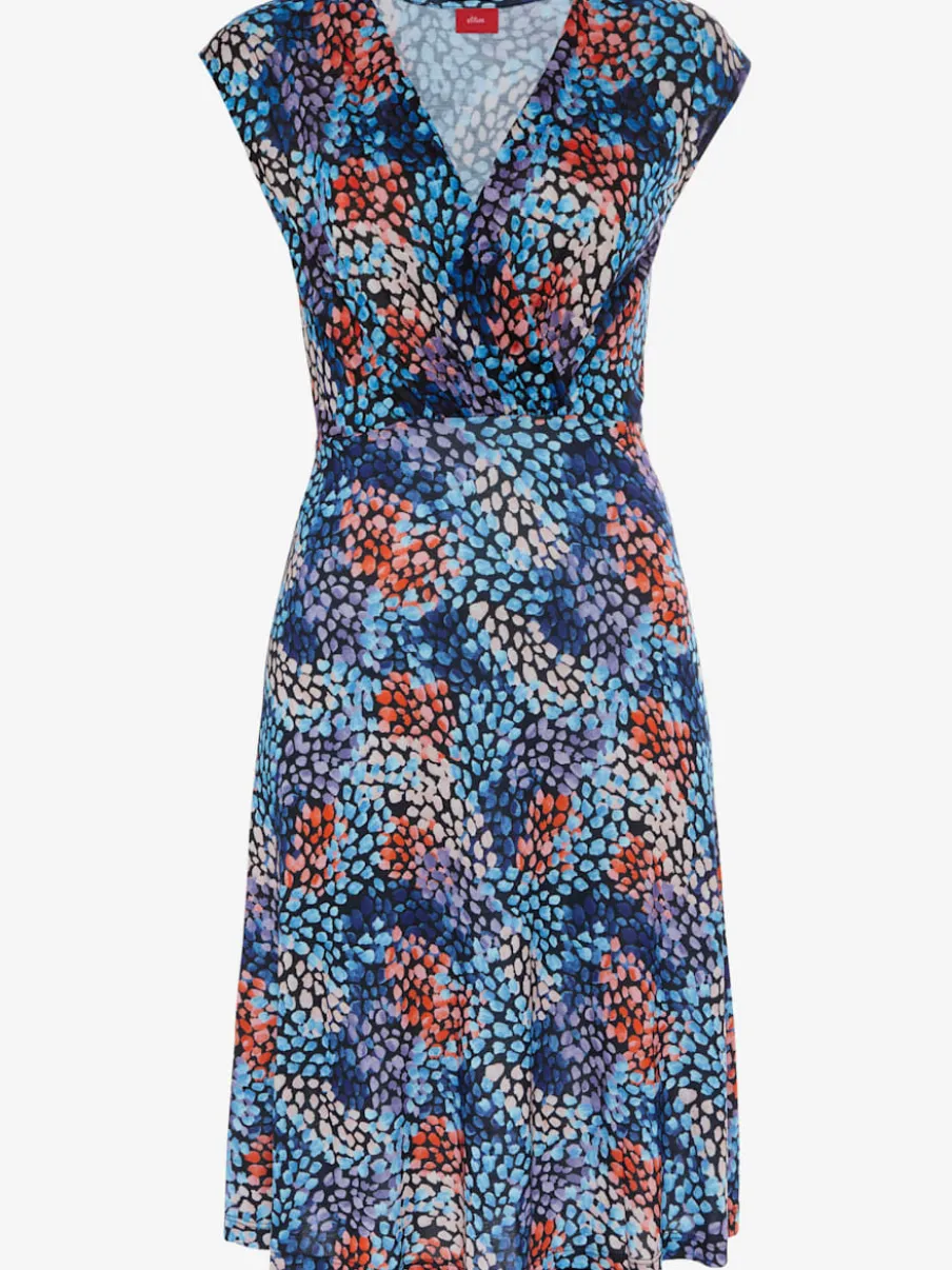 Robe en jersey à encolure en V avec motif floral et coupe décontractée