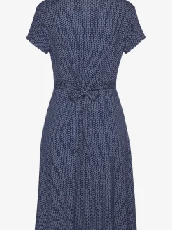 Robe en jersey à encolure en V froncée évasée