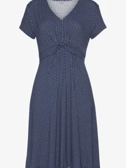 Robe en jersey à encolure en V froncée évasée