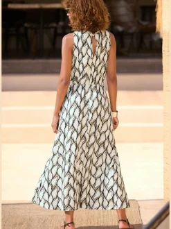 Robe en jersey à encolure haute avec imprimé unique