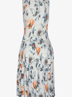 Robe en jersey à encolure ronde avec motifs floraux et manches tank