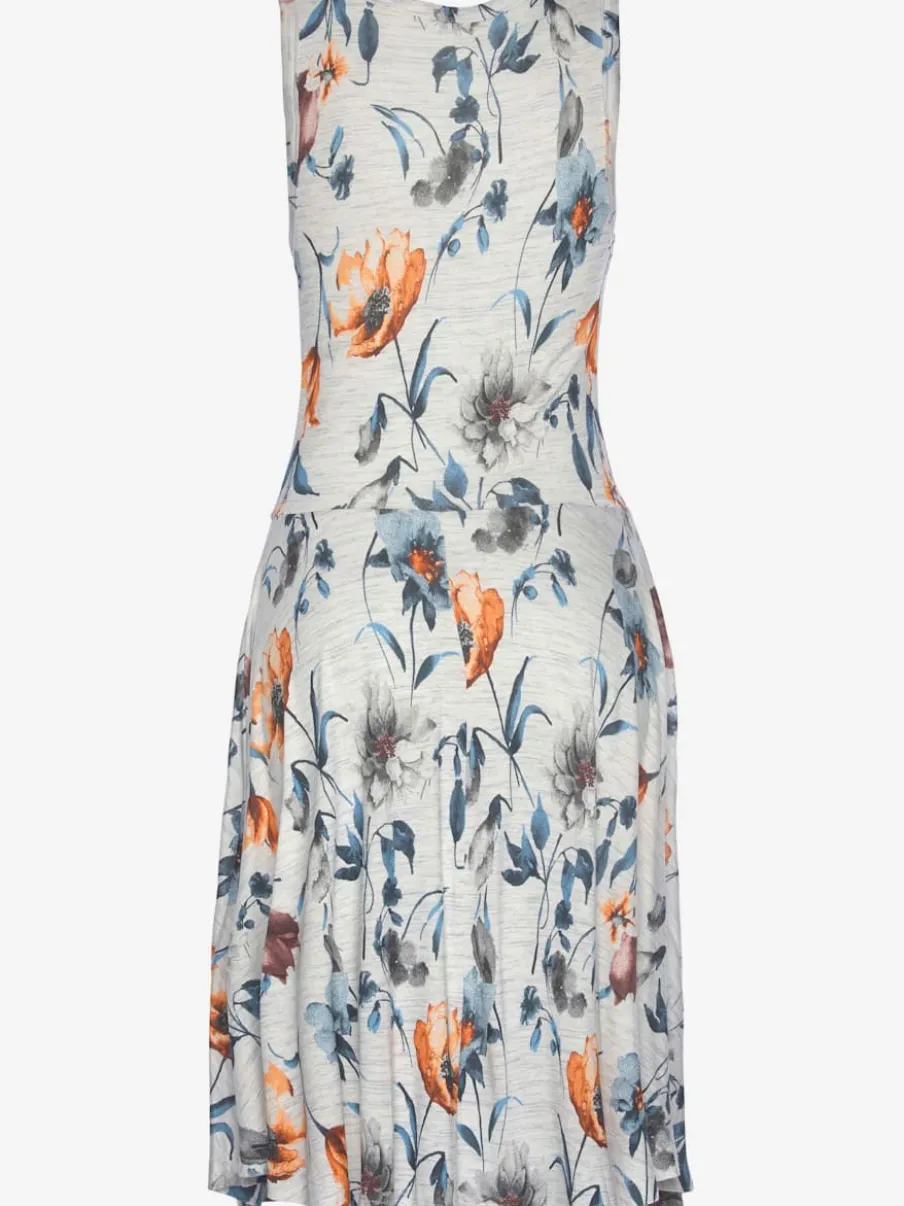 Robe en jersey à encolure ronde avec motifs floraux et manches tank