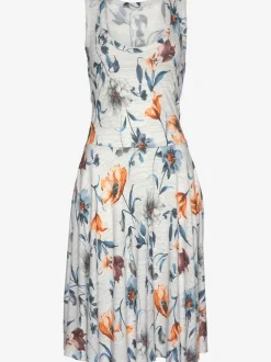 Robe en jersey à encolure ronde avec motifs floraux et manches tank