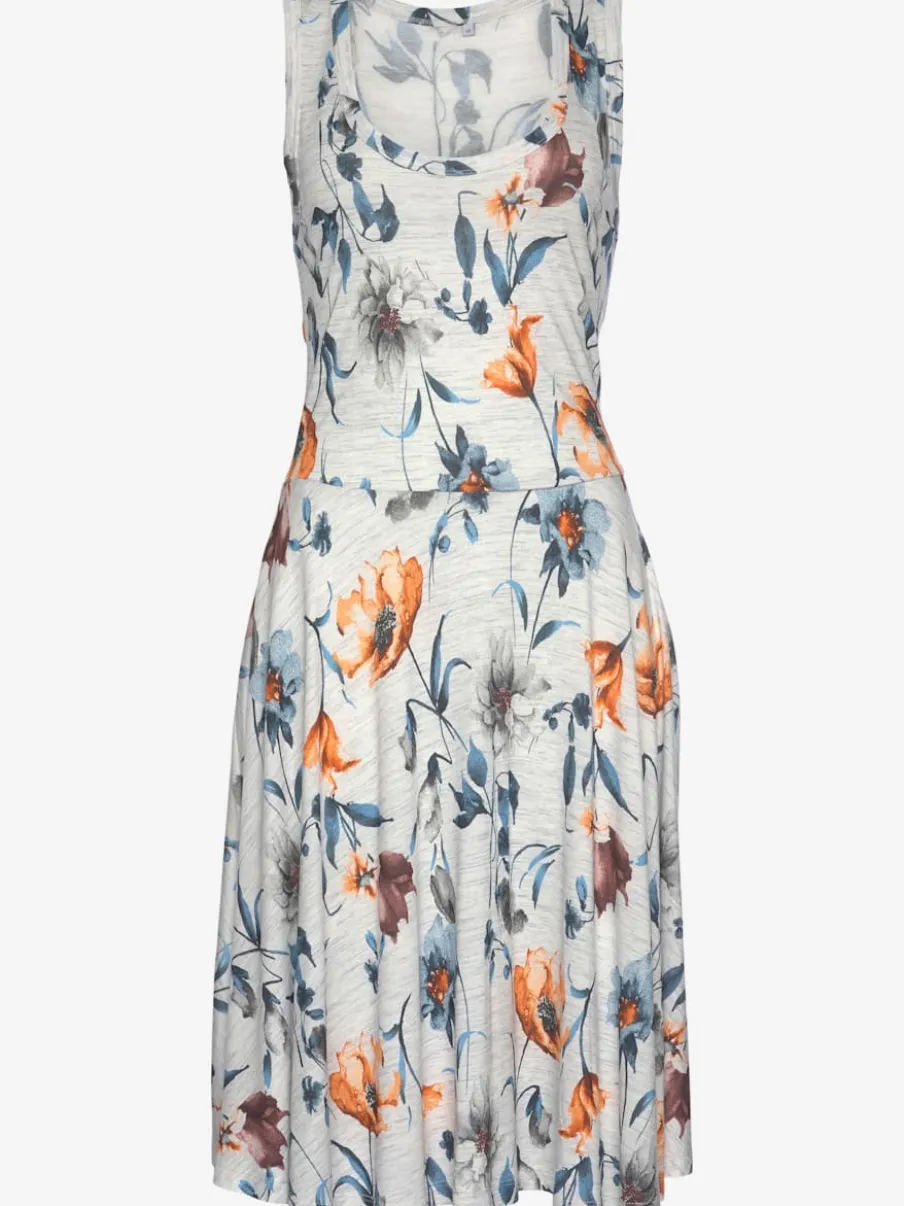 Robe en jersey à encolure ronde avec motifs floraux et manches tank