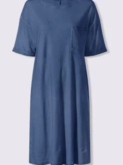 Robe en jersey à encolure ronde et poche poitrine