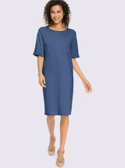 Robe en jersey à encolure ronde et poche poitrine