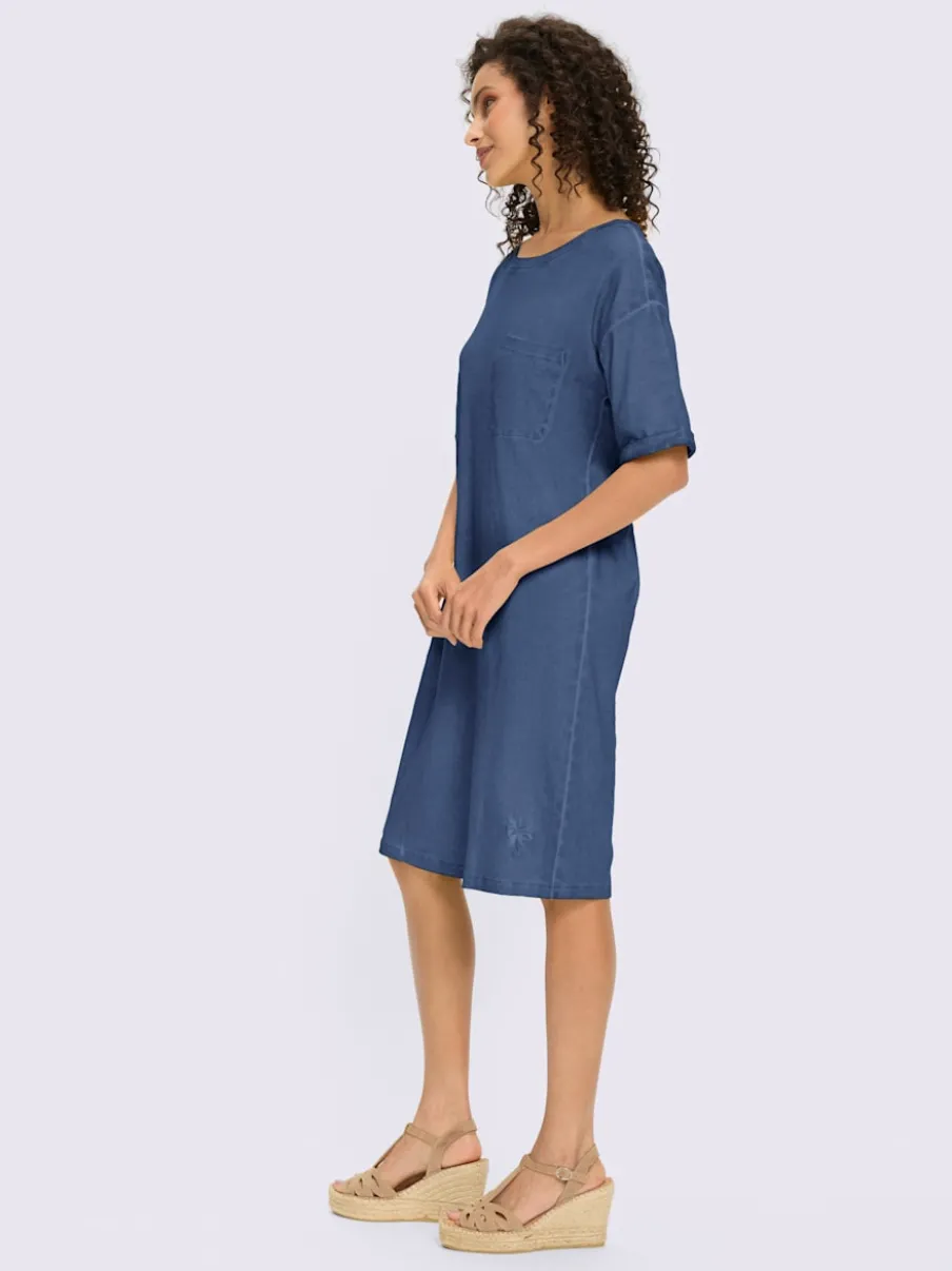 Robe en jersey à encolure ronde et poche poitrine