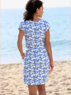 Robe en jersey à encolure ronde avec motif floral