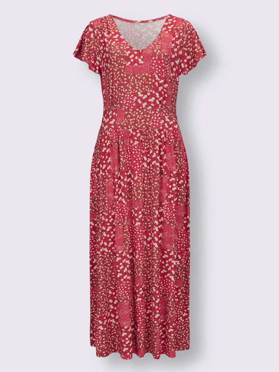 Robe en jersey fluide avec empiècements et manches chauve-souris