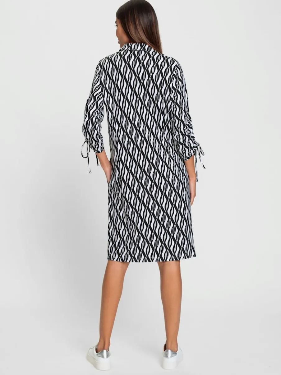 Robe en jersey graphique à col polo et manches 3/4