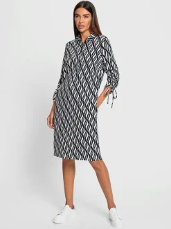 Robe en jersey graphique à col polo et manches 3/4